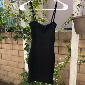 pretty little thing black bodycon dress with slit